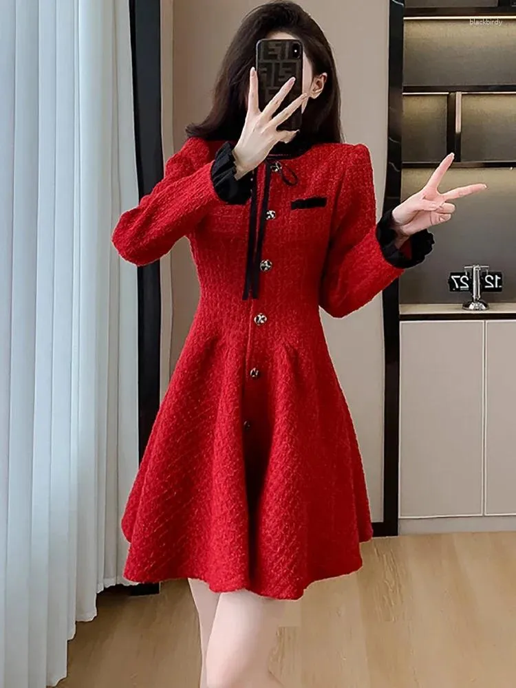 A-Line Mini Dress for Women with Bow and Ruffled Collar, Polyester, Slim  Fit, Autumn Winter from Dhgate Basic & Casual Dresses - price 62.24