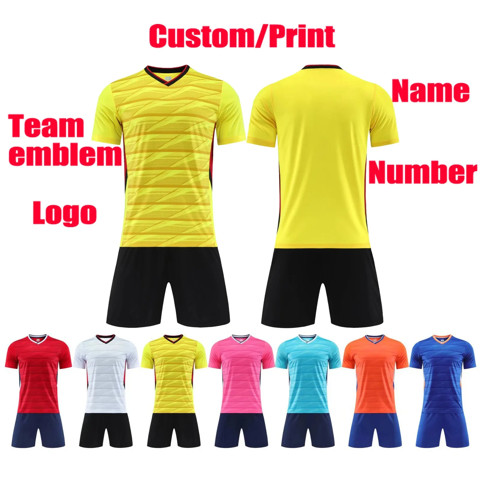 Football uniform da allenamento personalizzato Jersey fai -da -te e abiti da calcio per bambini set manica corta 231227