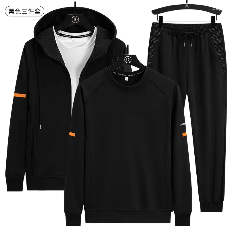 Survêtements pour hommes Mens Casual Jogging Suit Trois 3 pièces Ensembles Hommes Cordon Pantalon de survêtement Zipper Veste Sportswear Costumes Mâle Solid Sports