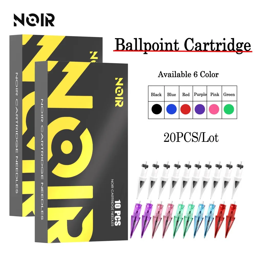 20 stks Noir Balpen Tattoo Cartridge Naalden 6 Kleuren voor Rotary Tattoo Pen Machine Universele Tekening Praktijk Tattoo Supplies 231227