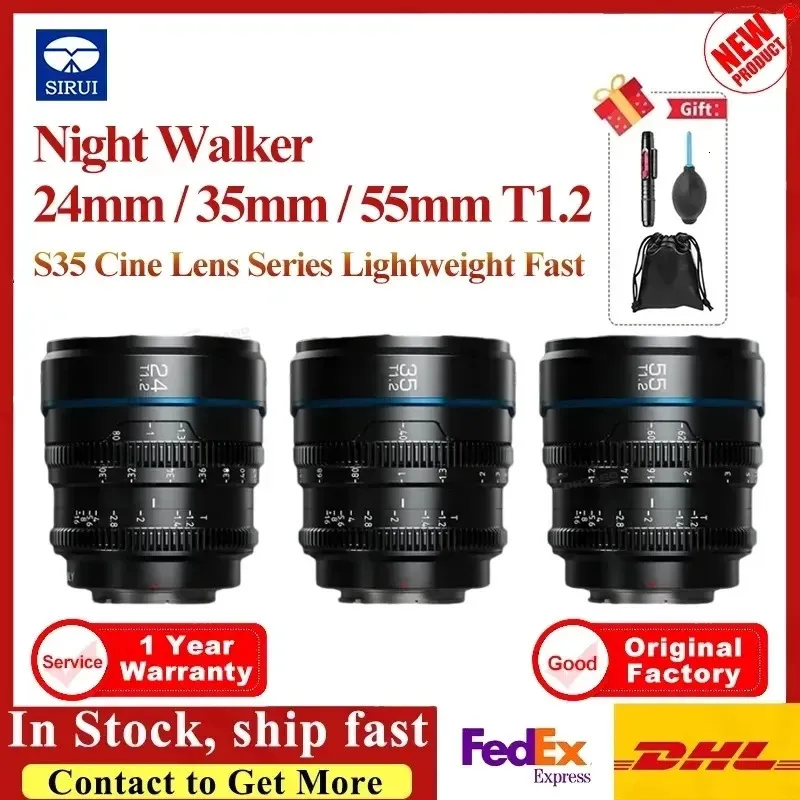 Sirui Night Walker 24mm 35mm 55mm T12 S35 Cine Lens Series Lightweight Aperture Lenses للفيلم الوثائقي 231226