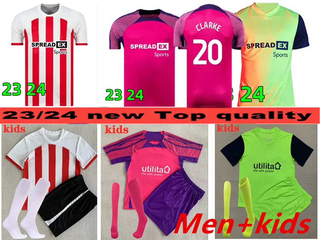 23 24 CLARKE Soccer Jerseys kids kit STEWART SIMMS ROBERTS AMAD DAJAKU EMBLETON EVANS O'NIEN PRITCHARD 2023 SUNDERLAND Mens Football Shirt