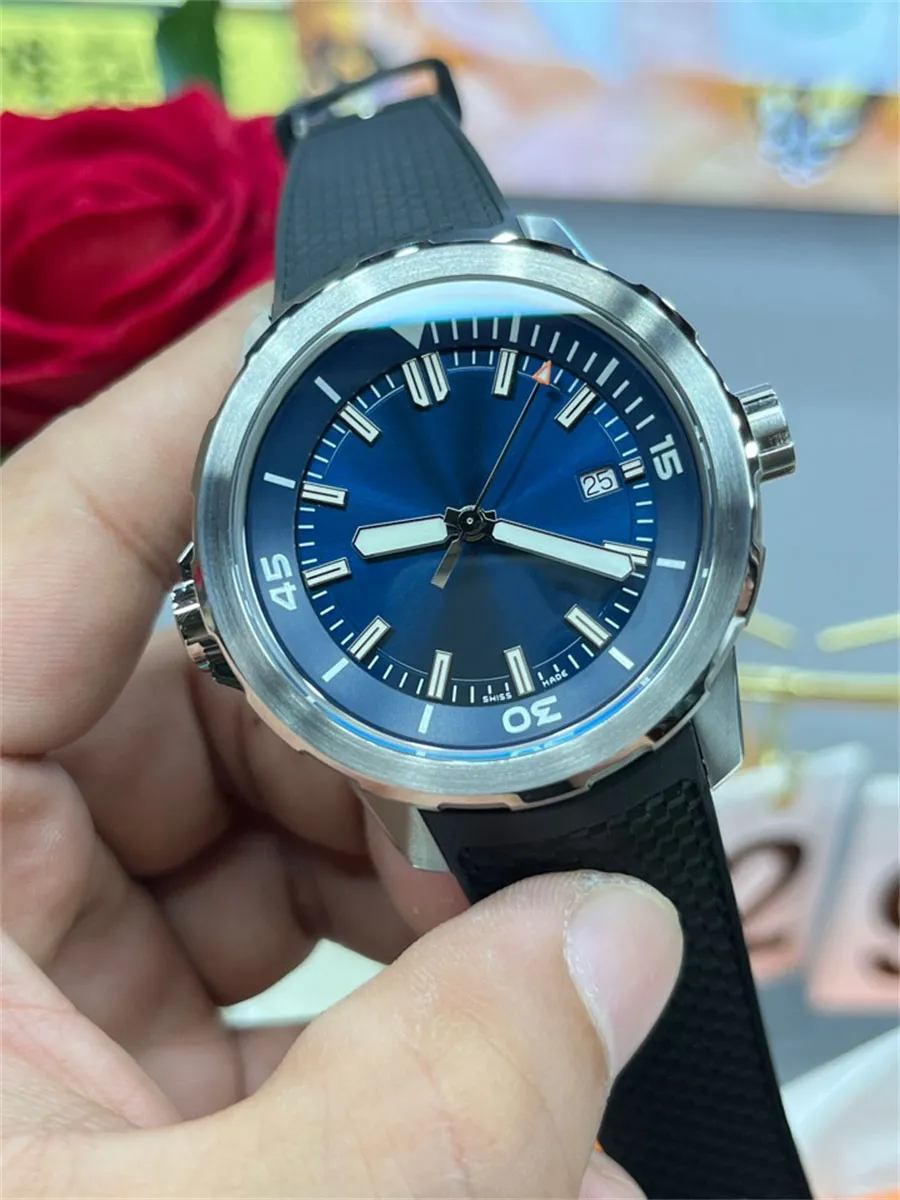 VS Factory Herrenuhren IW329005 42 mm 30120 Uhrwerk Automatische mechanische Uhr Blaues Zifferblatt Super wasserdichte zweifarbige leuchtende Edelstahl-Armbanduhren-E92