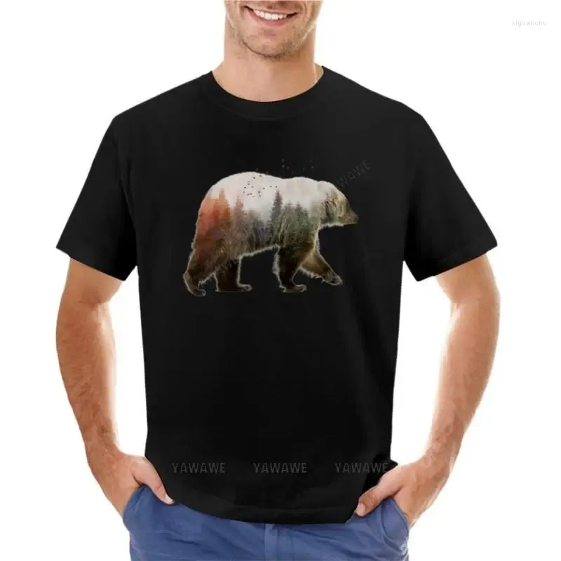 Herrtankstoppar män tshirt björn t-shirt blus grafik t skjortor svart skjorta mens roligt