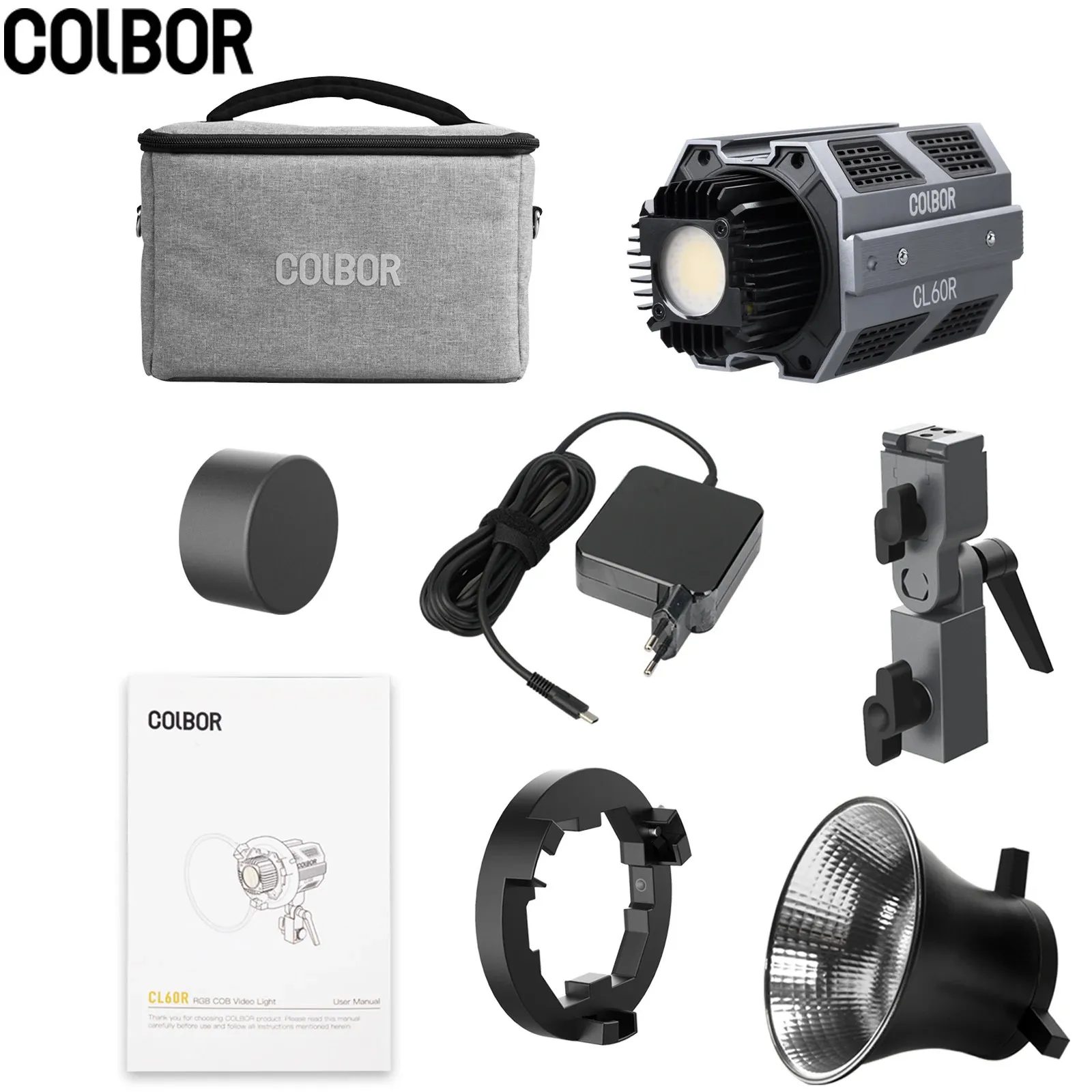 Colbor cl60 cob luz de vídeo para câmera de gravação de vídeo flash p ografia iluminação 2700k 6500k rgb tiktok lâmpada controle app 231226