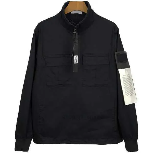 Stones Island Högkvalitativ herr Brand Topstoney Jackets mode tvättade halv blixtlåsverktyg med avslappnad broderad badge jacka Stones Island Jumpers 2 nz9m