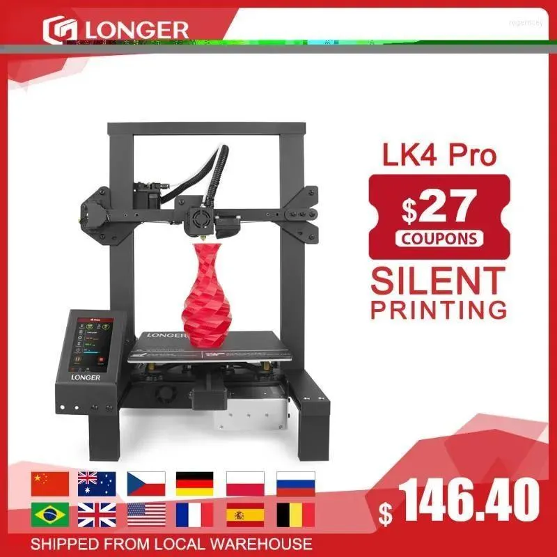 Принтеры Принтеры LK4 Pro FDM 3D-принтер с открытым исходным кодом 4,3 дюйма, полноцветный сенсорный экран, металлический большой размер, высокая точность DruckerPrinters Roge22