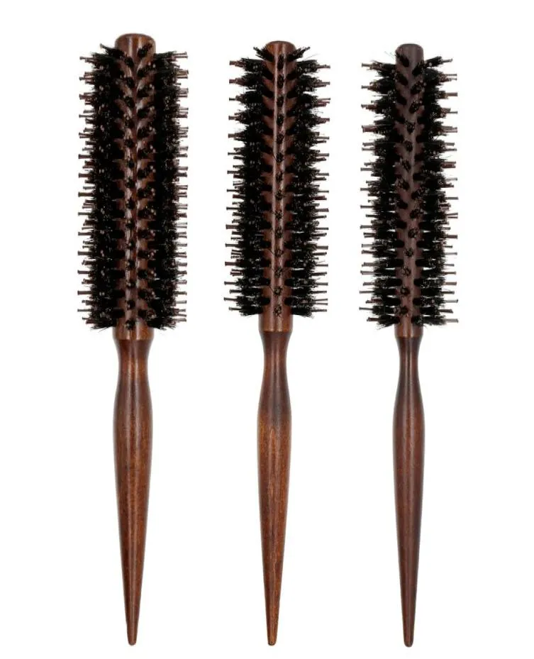 Bristle anti-sanglière statique Brosse serre raide Brosse coiffure rond en bois brosse à cheveux en bois pour coiffure bouclée5636091