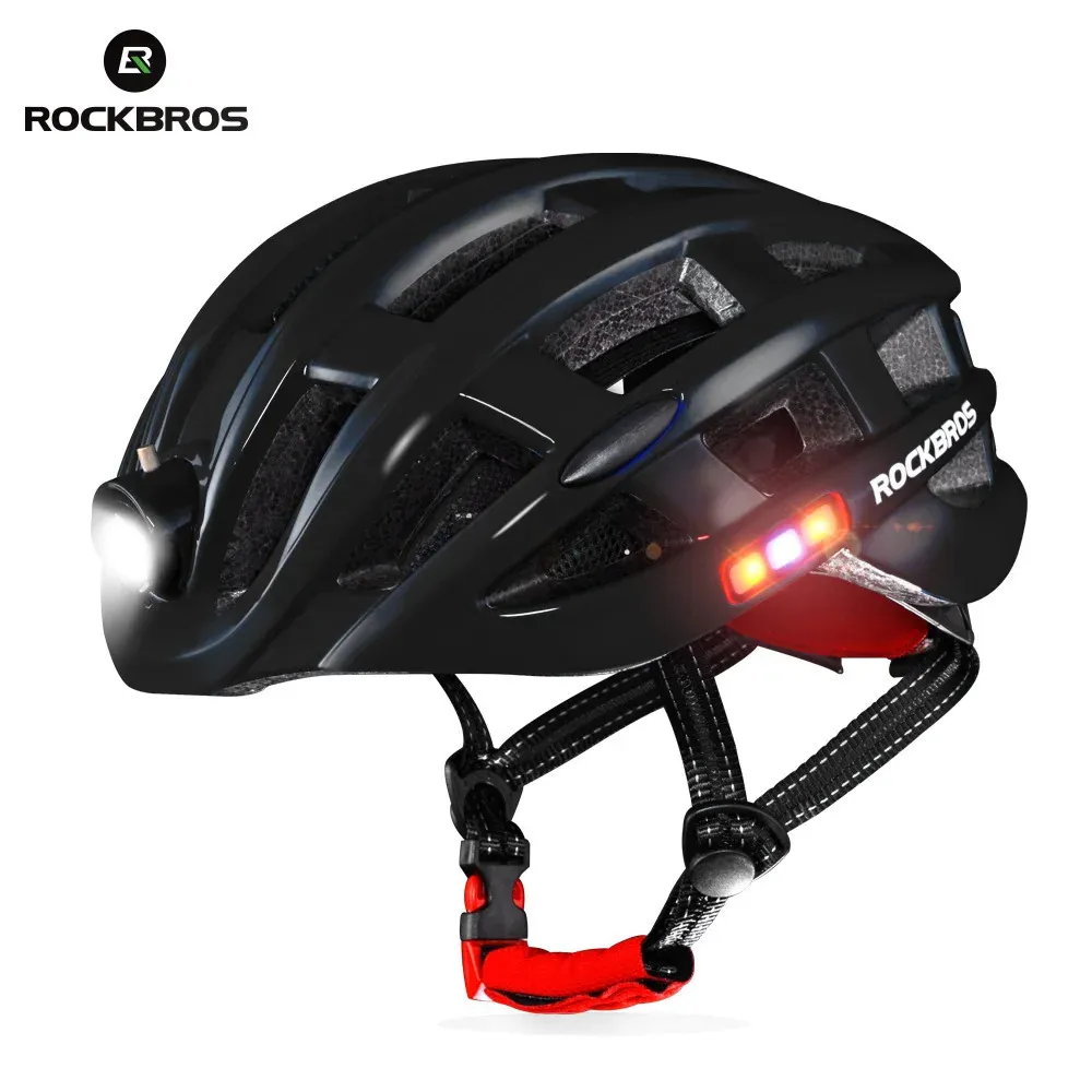 Rockbros Bicycle Light Helmet Waterproof Bike USB Laddningscykel Intergralt gjutna MTB -vägtillbehör 231227