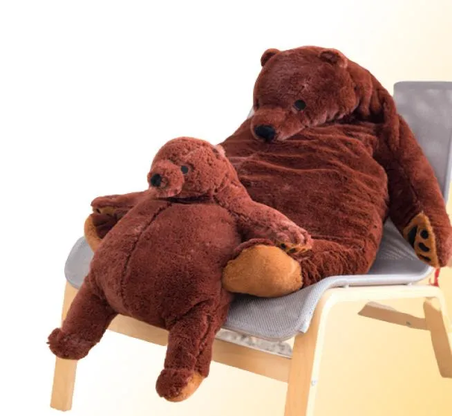 60cm100cm Soft Brown Bear DJUNGELSKOG Plush Toys Stuffed Bear Teddy Toys Hugging Pillow Cushion Gift VIP LJ2011267955185