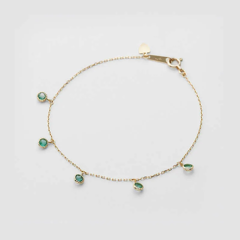 Urok Bracelets Agete * Ta sama pierwsza biżuteria Light Luksus S925 Srebrna zielona bransoletka z oliwek