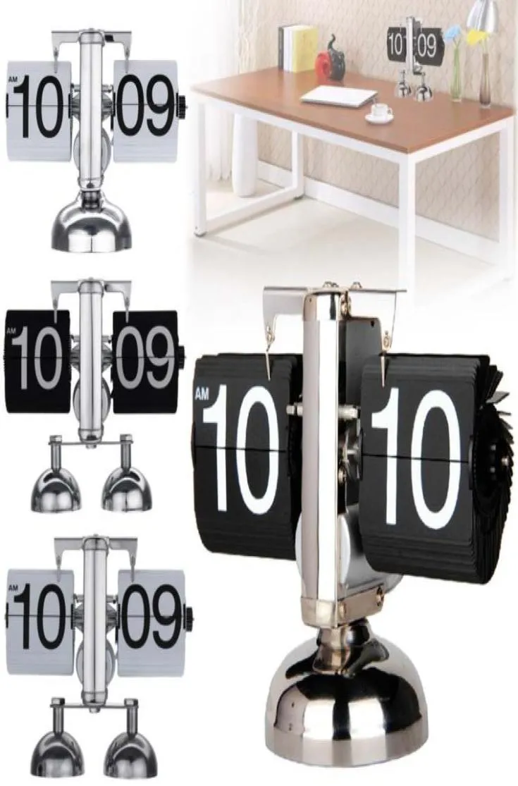 Digital Auto Flip Clock Retro Vintage Style Down Metal Single Double Stand Table Clock Home Decor Y2004073792732