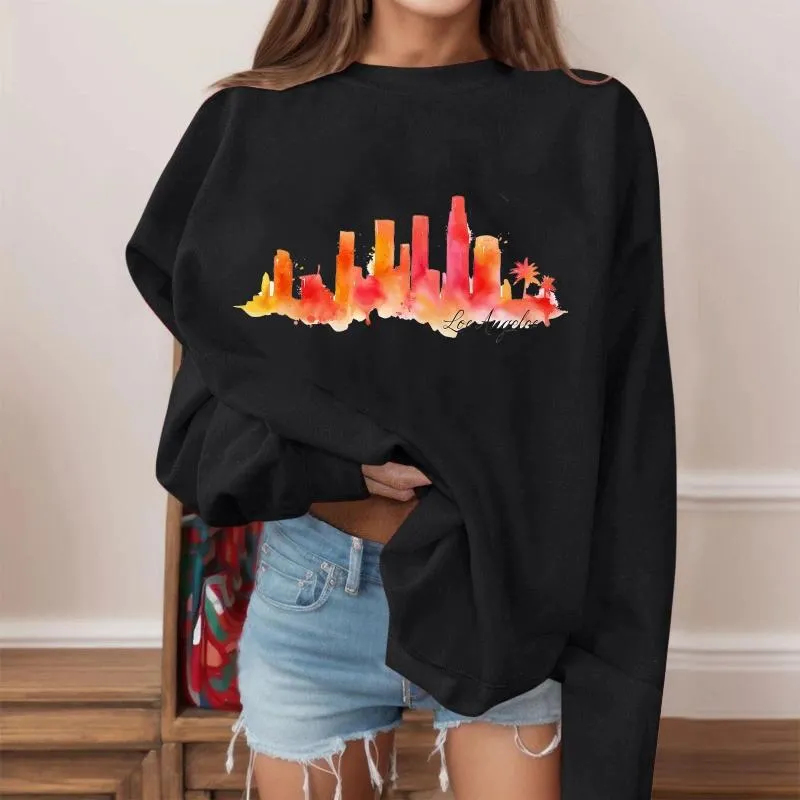 Dameshoodies Oversize trui voor dames met lange mouwen, losse streetwear Amerikaanse retro drop-shoulder sweatshirt tienermeisjes vroege herfst