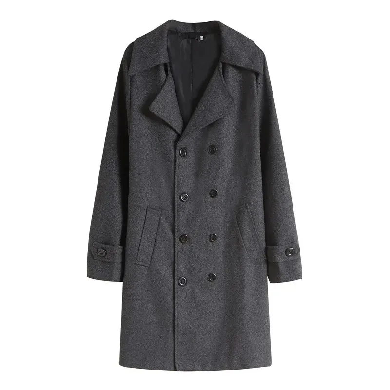 Trench-Coat en Nylon à Double boutonnage pour hommes, mi-long, tendance, coupe ajustée, manteau en laine décontracté pour hommes, 231226