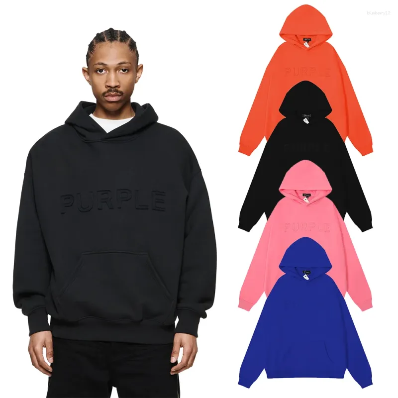 Hoodies للرجال 2023AW الأرجواني العلامة التجارية مقنعين للنساء نساء الرجال رسائل ملصق متعدد الألوان في الشارع الشارع