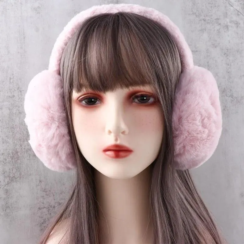 Berets Soft Winter Skiing Keep Warmer Female Anti-Wind Adult Earflap Folding Ear Cover Warmers Plush Earmuffs Earcap