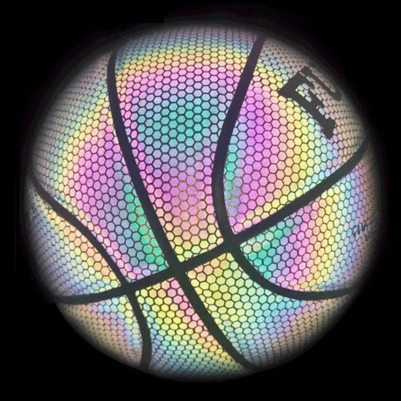 Reflecterende basketbal maat 7 Outdoor Indoor Gloeiende basketbal Holografische kleur Lichtgevende basketbalbal 231227