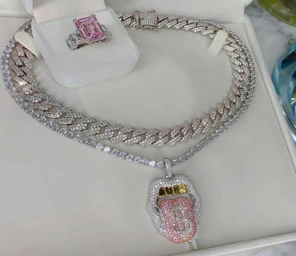 14K Copper Tongue Iced Out Bling 5A CZ SEXY MUNN PODANT 336G 24 tum halsbandsdollarsymbol Micro Pave Cubic Zirconia Neu44 Wome8315711