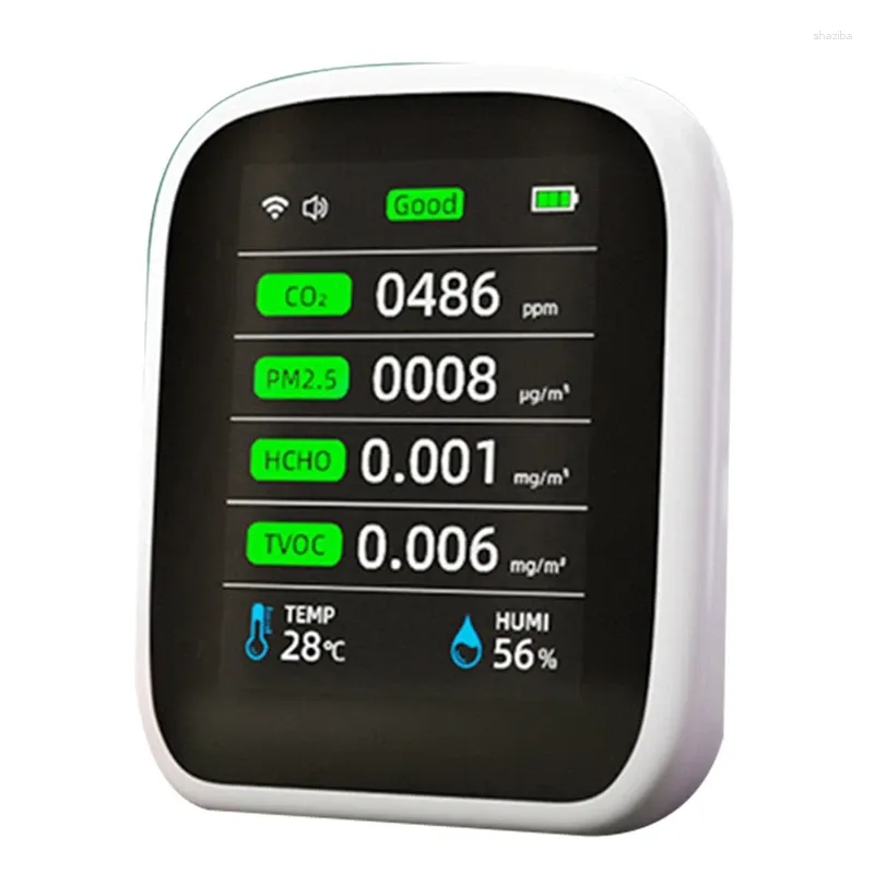 WiFi Portable Luftkvalitetsmätare 8 I 1 PM1.0.5 PM10 CO2 TVOC HCHO Temperatur och fuktighetstestare Koldioxid