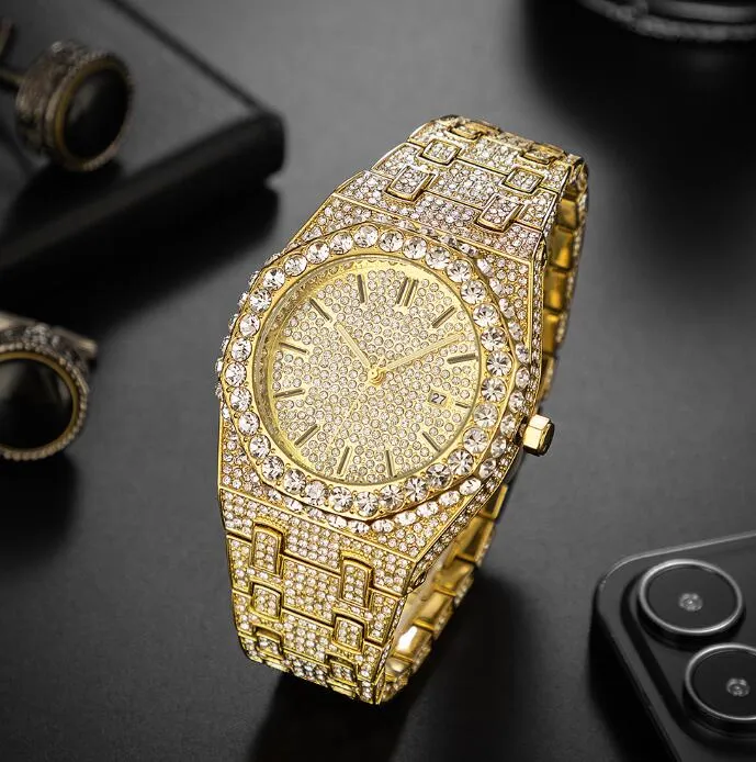 Orologi tascabili di qualità premium antica ghiacciata orologio vvs chiarezza moissanite con diamante in acciaio inossidabile di lusso uomo drop dhdpb