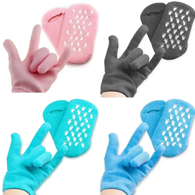 Mittens Reusable SPA Gel Moisturizing Socks Gloves Whitening Exfoliating Treatment Smooth Beauty Hand Mask Feet Care Silicone Sock Glove S