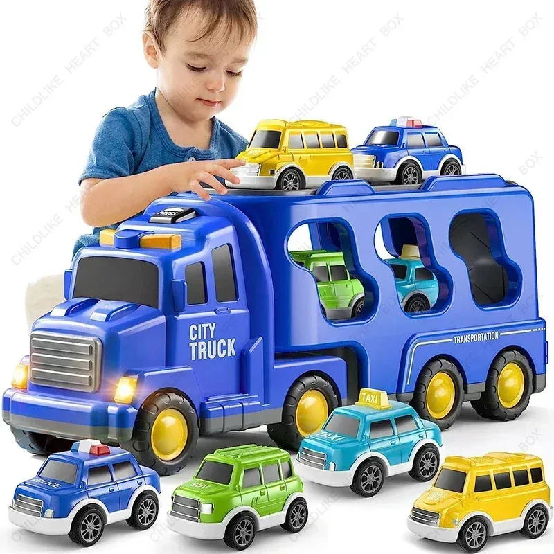 Diecast Truck Fire Engine Car Toys Engineering Fordon Excavator Bulldozer Model Set Kids Boys for Gifts 231227