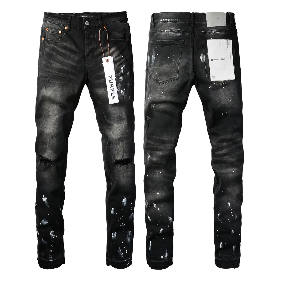 Purple Jeans Designer per Mens Brand Hole Skinny Motorcycle Trendy strappato Patchwork tutto l'anno Slim Legged 239E