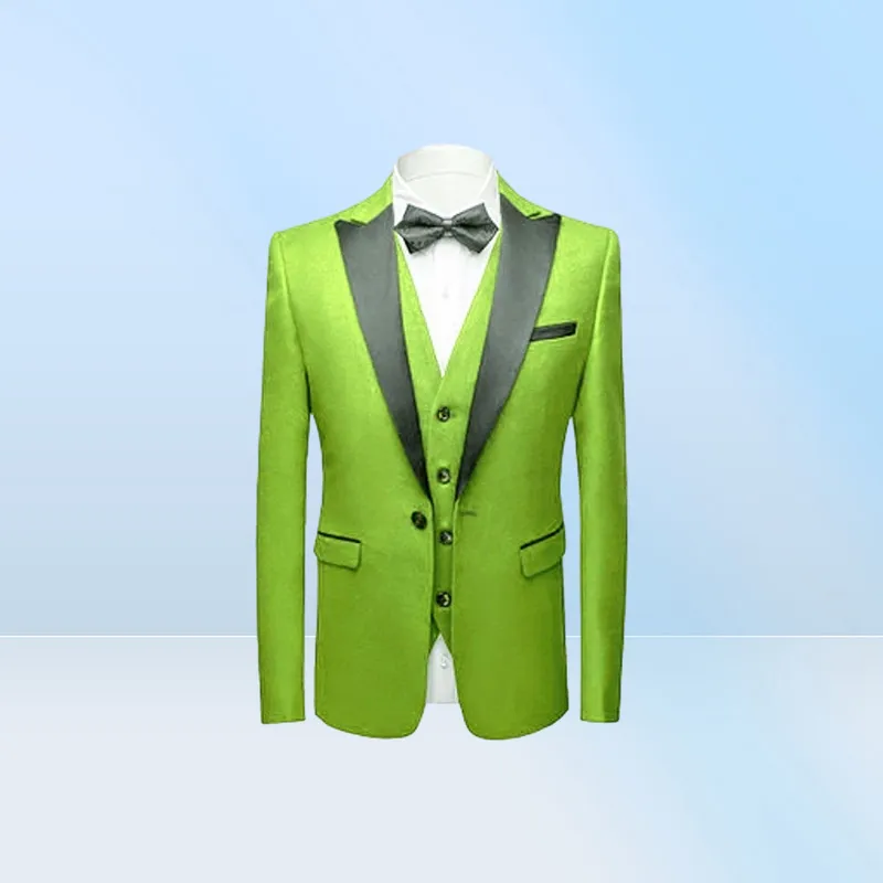 Custom Made Groomsmen Suits   Lime Green Blazer With... 