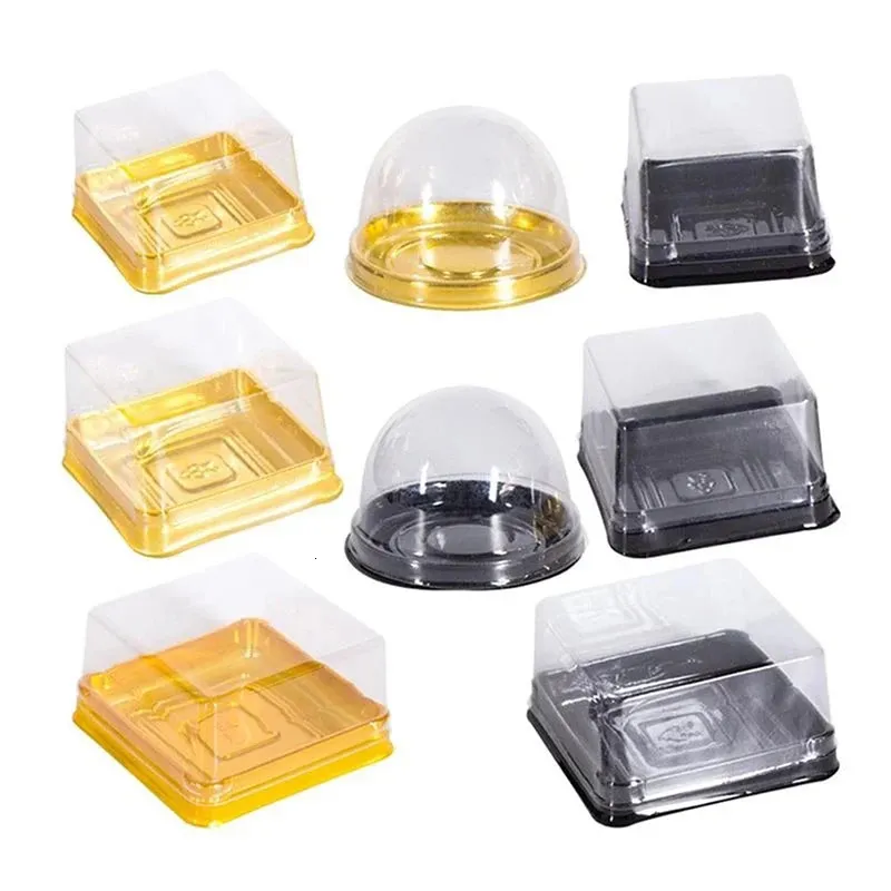 50 square circular cake trays mooncake packaging box with food container holder cover used for gold plastic cakes of biscuit and egg pies 231227