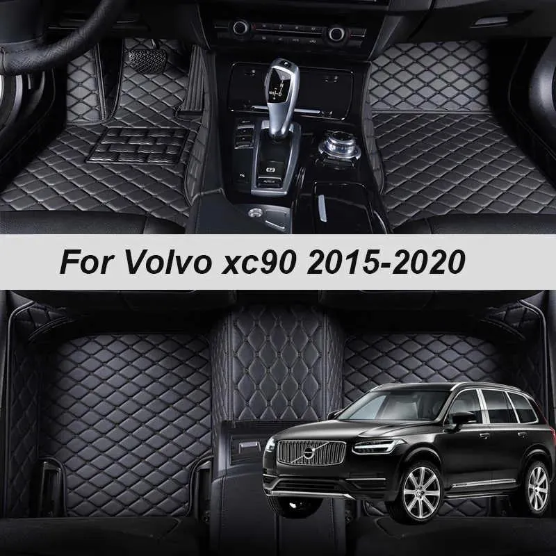 Carpets 100% Fit Custom Made Leather Car Floor Mats For Volvo xc90 2015 2016 2017 2018 2019 2020 Carpets Rugs Foot Pads Accessories R23030