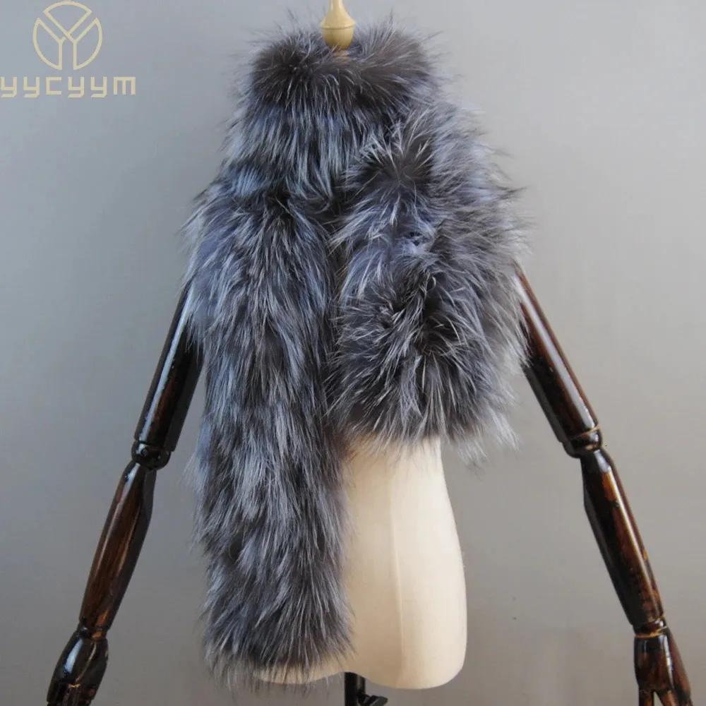 Good Quality Women Real Fox Fur Scarf Long Style Lady Warm Soft Knitted Real Fox Fur Shawl Wrap Natural Fox Fur Pashmina Scarves 231226