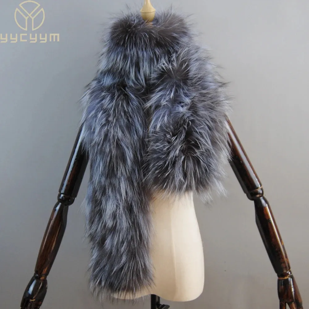 Boa Qualidade Mulheres Real Fox Fur Scarf Long Style Lady Quente Macio Malha Real Fox Fur Shawl Envoltório Natural Fox Fur Pashmina Lenços 231226