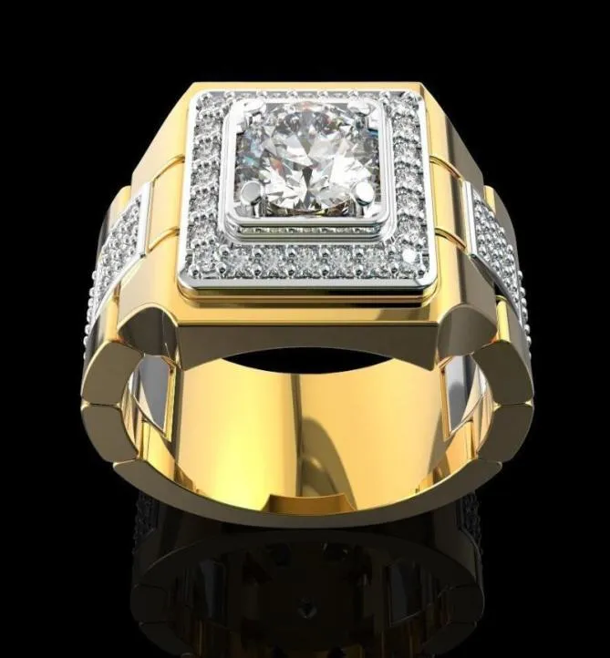 Luxury 14K Gold White Diamond Ring for Men Fashion Bijoux Femme Jewellery Natural Gemstones Bague Homme Diamond Ring Males1962158