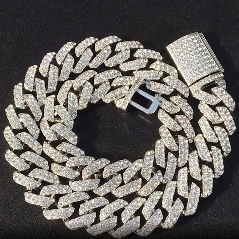 Iced Out Miami Cuban Link Chain Gold Silver Men Hip Hop Necklace Jewelry 16inch 18inch 20inch 22 tum 18m3101