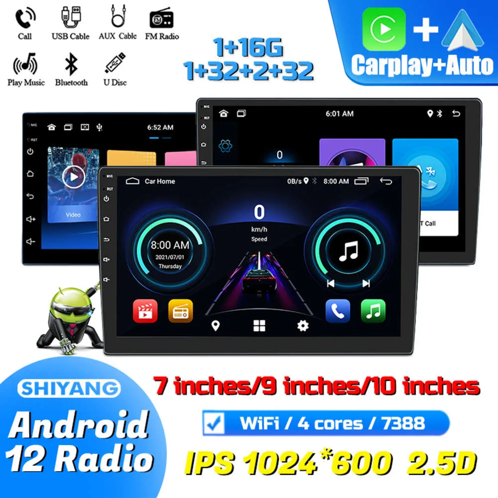 سيارة جديدة Android 12 Universal Radio 10 بوصة مع WIF GPS Car Mavigation 2 DIN Multimedia Audio Player عكسي كاميرا USB/AUX