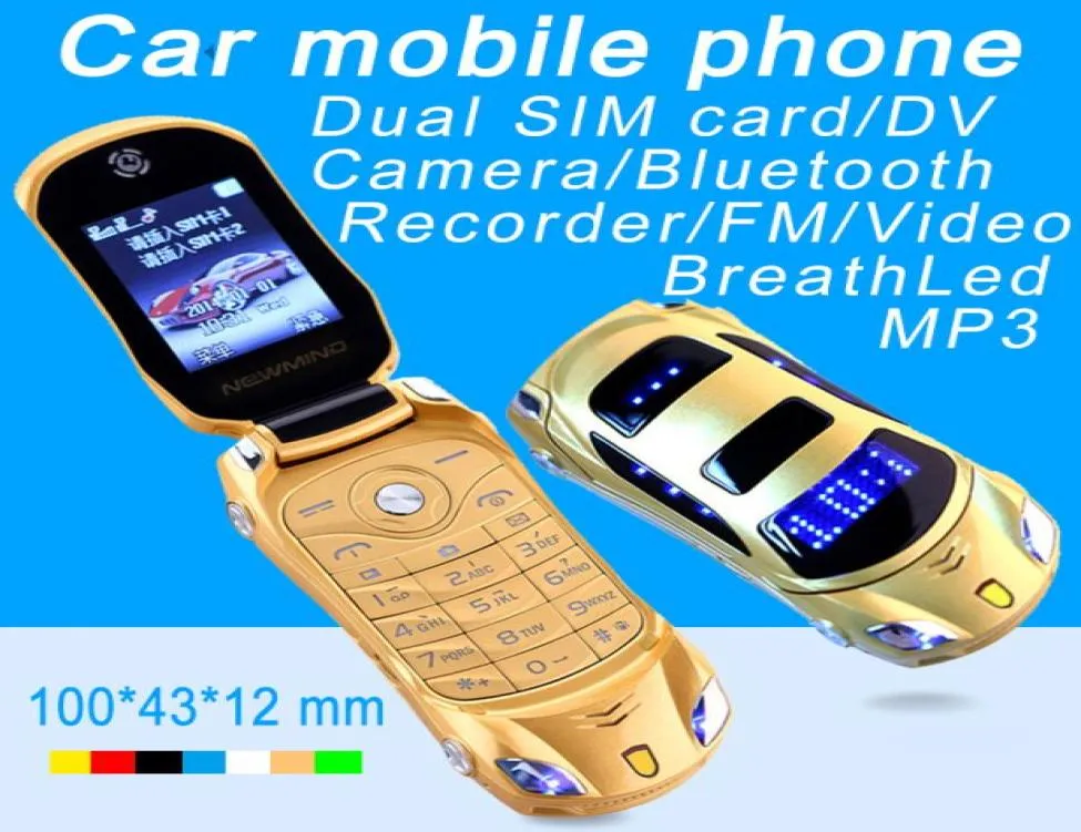 Novos telefones de cartões de card de carteira de alta qualidade de alta qualidade, flip flip mobilephone super design carro chave celular de celular com LED4005745