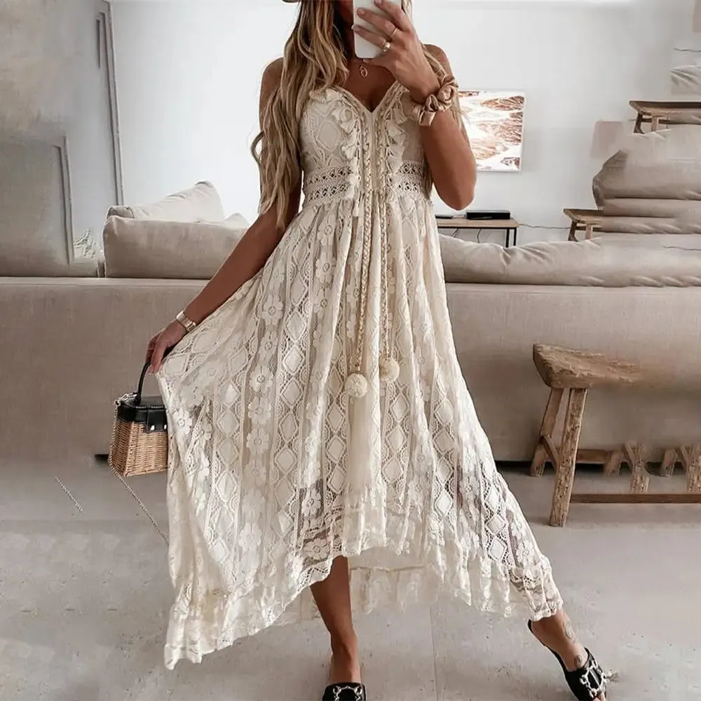 Robe camis pour les femmes 2023 Vestido Evening Corée Vintage Summer Elegant Beach Bohemian Long Robes Female Vêtements 231227