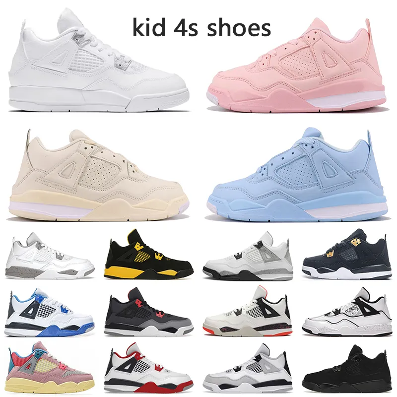 Jumpman 4S Kids Shoes Shoidler Sneakers 4 Baby Basketball Youth Red Thunder University Blue Cool Gray Bred Black Cat Lighting Girls Boys Childrens Shoe 6C 4y 5 y