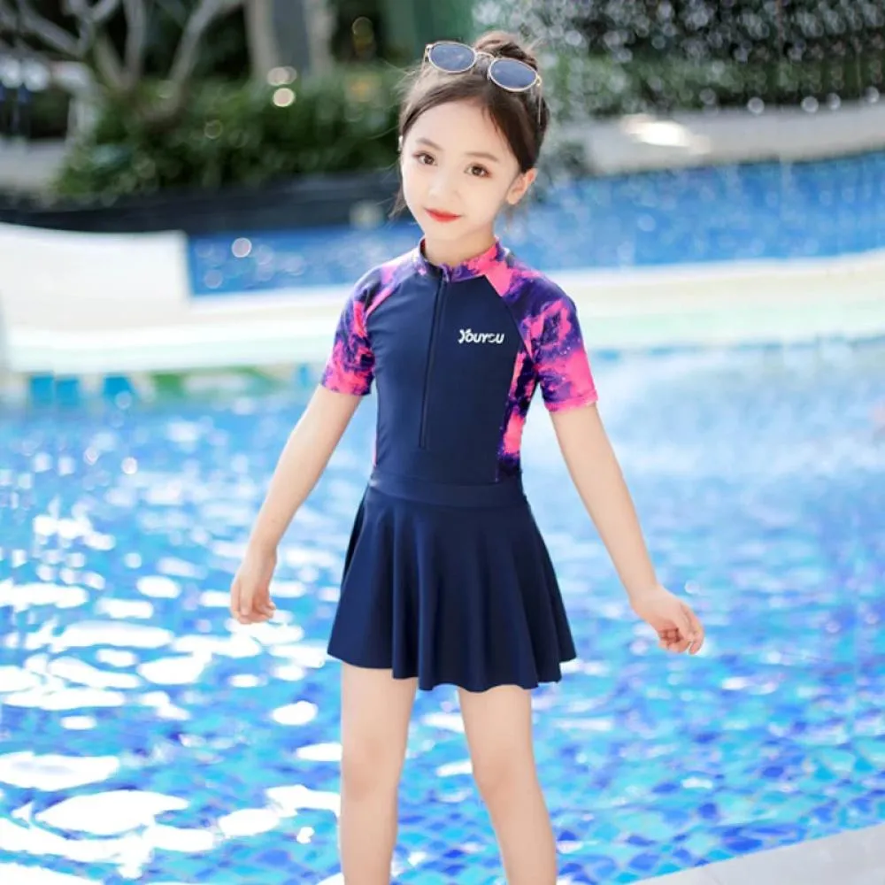 DHgate.com:Girls 2-Piece Swimsuit with Skirt, Conservative