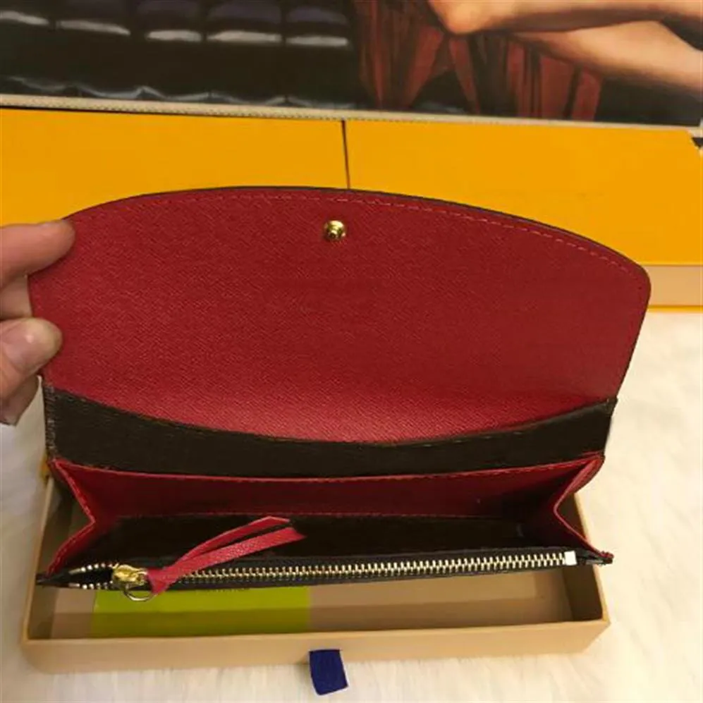 Damen Emilie Wallets Modeknopf langer Geldbeutel Kartenbeutel Runde Münze Rinsel braun wasserdicht berühmte Kartenbeutel 2176