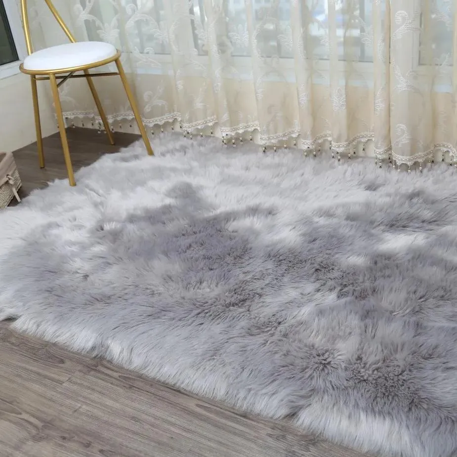 Couvertures LIU Épais peluche laine artificielle tapis lit chambre salon fenêtres fourrure tapis tapis moderne canapé doux tapis tapetes couverture personnalisée