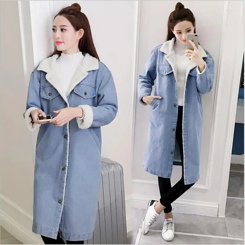 Jackets femininos Autumn Winter Women Pur jeans Jacket 2023 Harajuku Wind Jean Jean Loose Casacos Grandes Tamanho Grande Longo