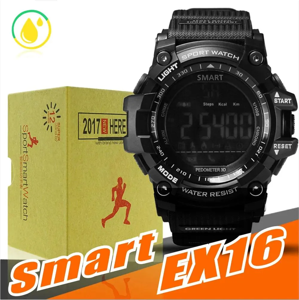 Armband Ex16 Sports Smart Watch Bluetooth IP67 Waterproof Fjärrkamera Fitness Tracker Wearable Technology som kör armbandsur för iOS och