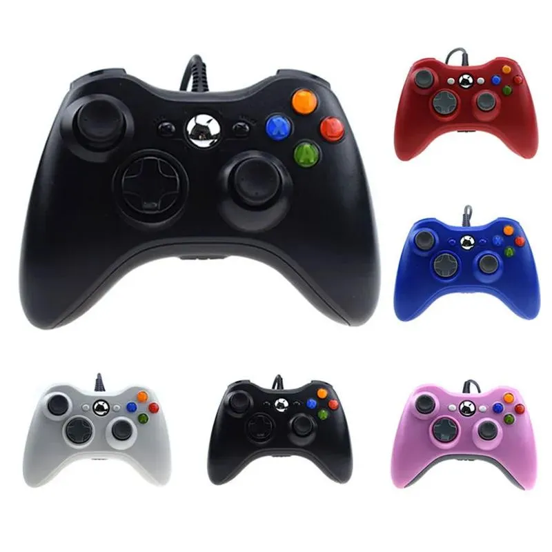 Joysticks 5 färger i lager USB -trådbundna spelkontroller Gamepad Joystick Game Pad Double Motor Shock Controller för PC/Microsoft Xbox 360