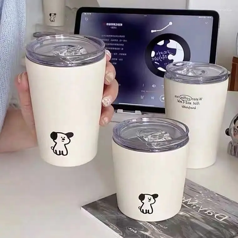 Кофейники Студенческая чашка из нержавеющей стали с рисунком собаки Водяной мини-компактный и портативный пластиковый чехол для автомобиля