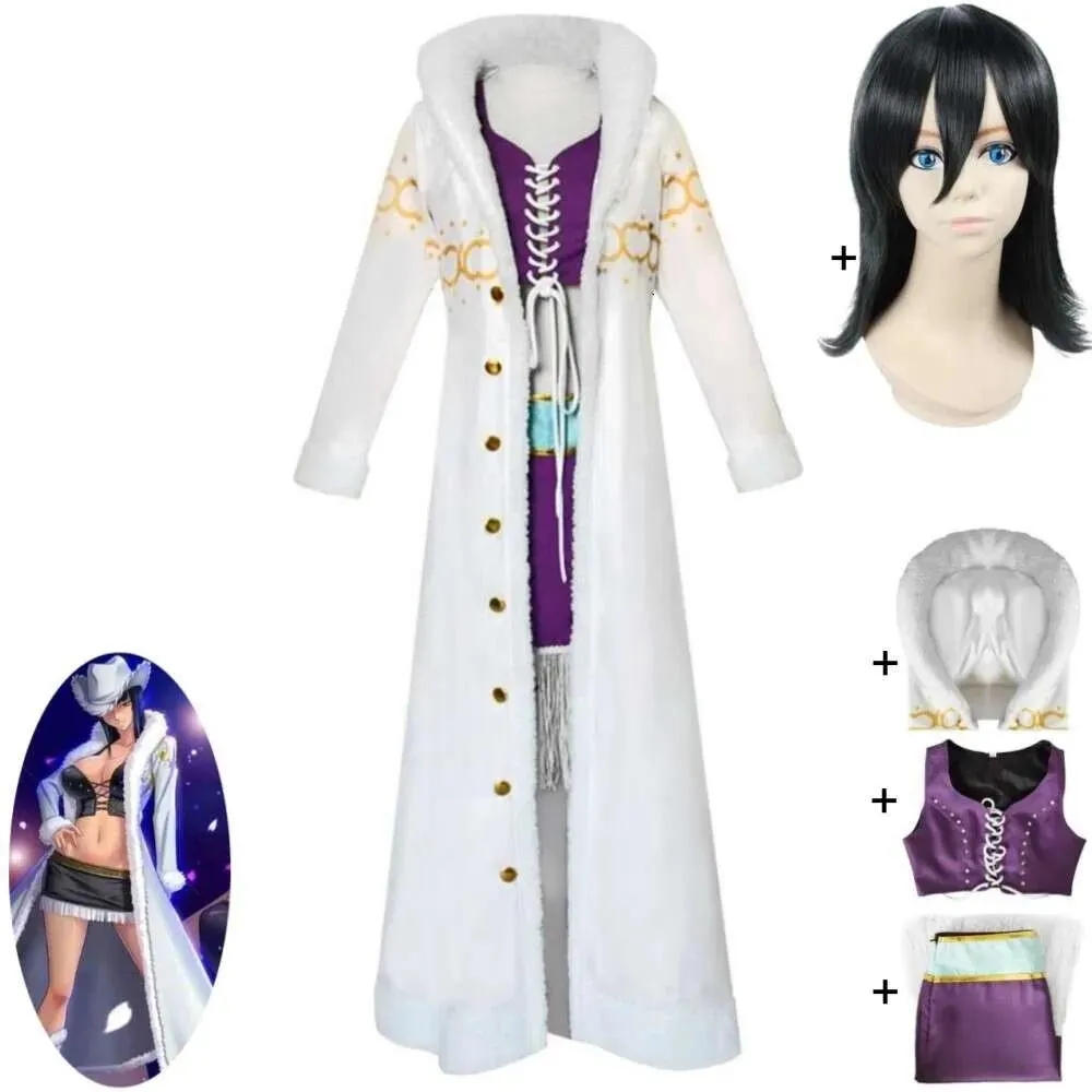 Costumes Cosplay Anime Nico Robin Miss Allsunday Cosplay Costume Wig West Blue Sexig Woman White Uniform Halloween Carnival Party Rollspel