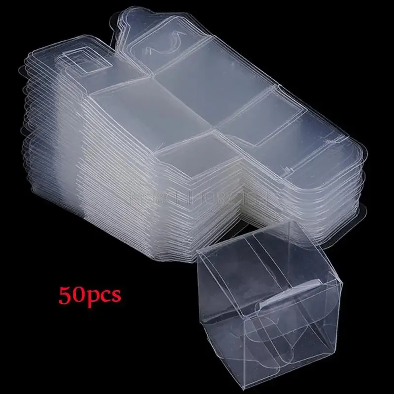 50 bitar av transparent plastförpackningsbox Display Box Dammtät fyrkant PVC Box Wedding Candy Box Chocolate Biscuit Present Box Party 231227