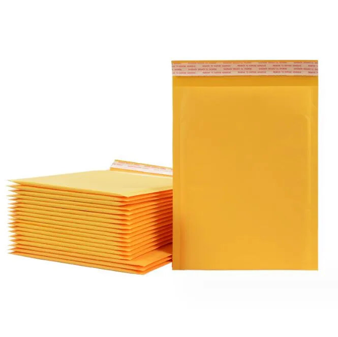 Buste a bolle di carta Kraft Borse Buste postali Busta imbottita ad aria con bolle Busta postale riciclata ecologica Navi da consegna Giallo