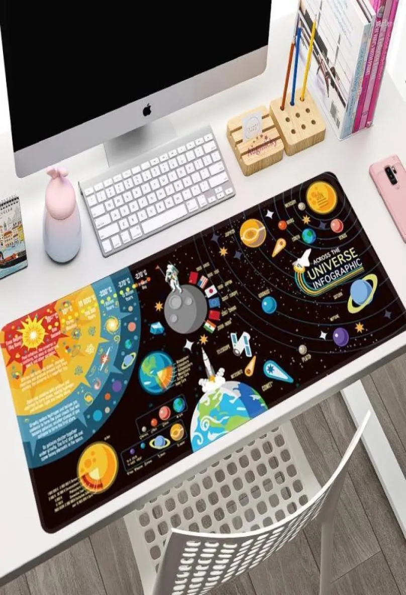 Tappetini per mouse Poggiapolsi Astronauta Spazio Grande Game Pad Planet Rocket Desk Gomma antiscivolo Bordi cuciti durevoli per laptop3307282