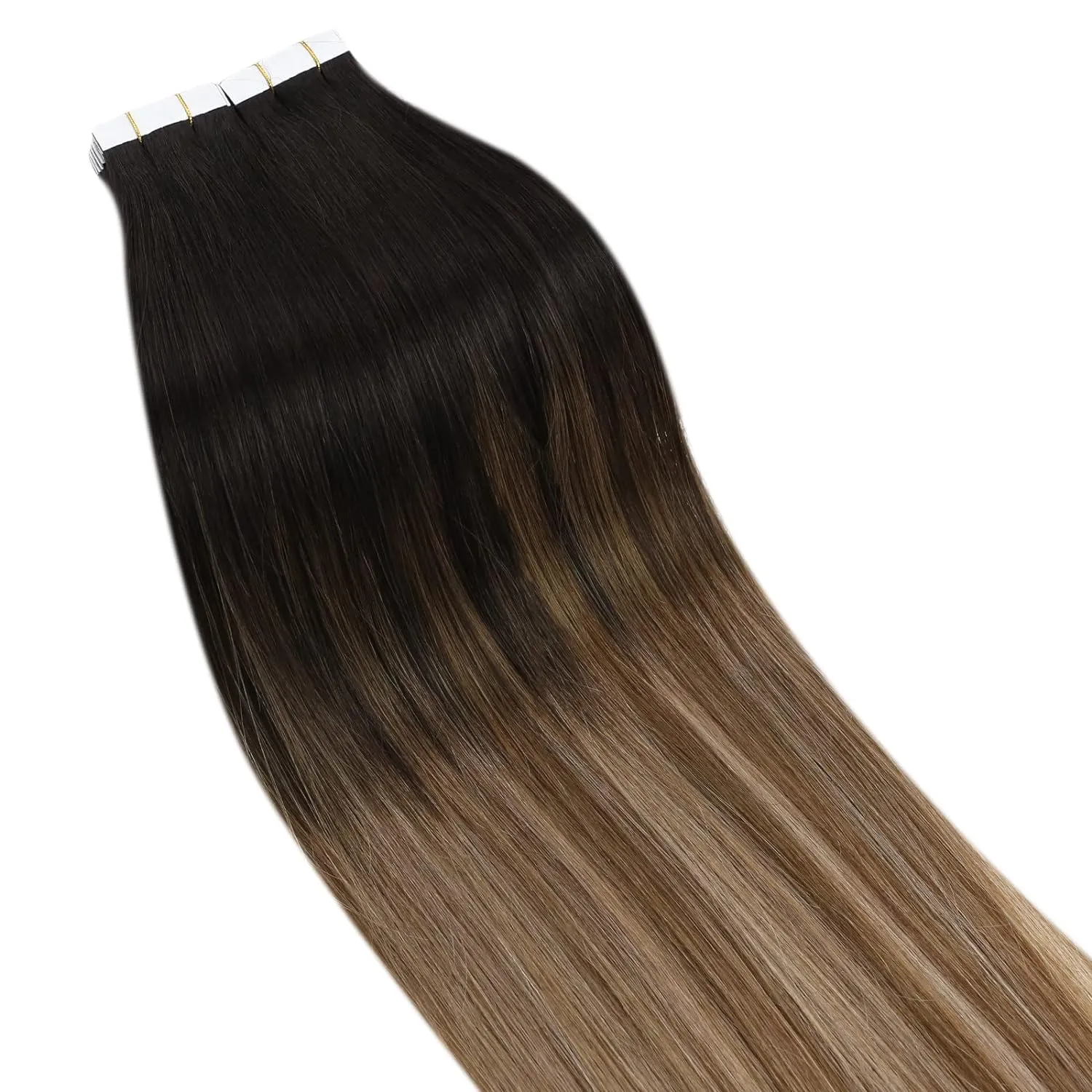 Fita na extensão do cabelo Balayage Human Hair #2/6/8 ombre Fita invisível de trama de pele nas extensões INS 100G/40pcs
